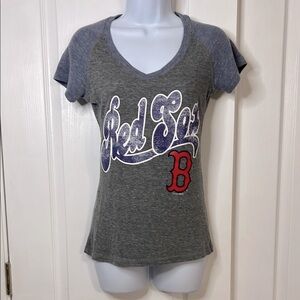5th & Ocean Gray Fitted Short Sleeve Red Sox Tee